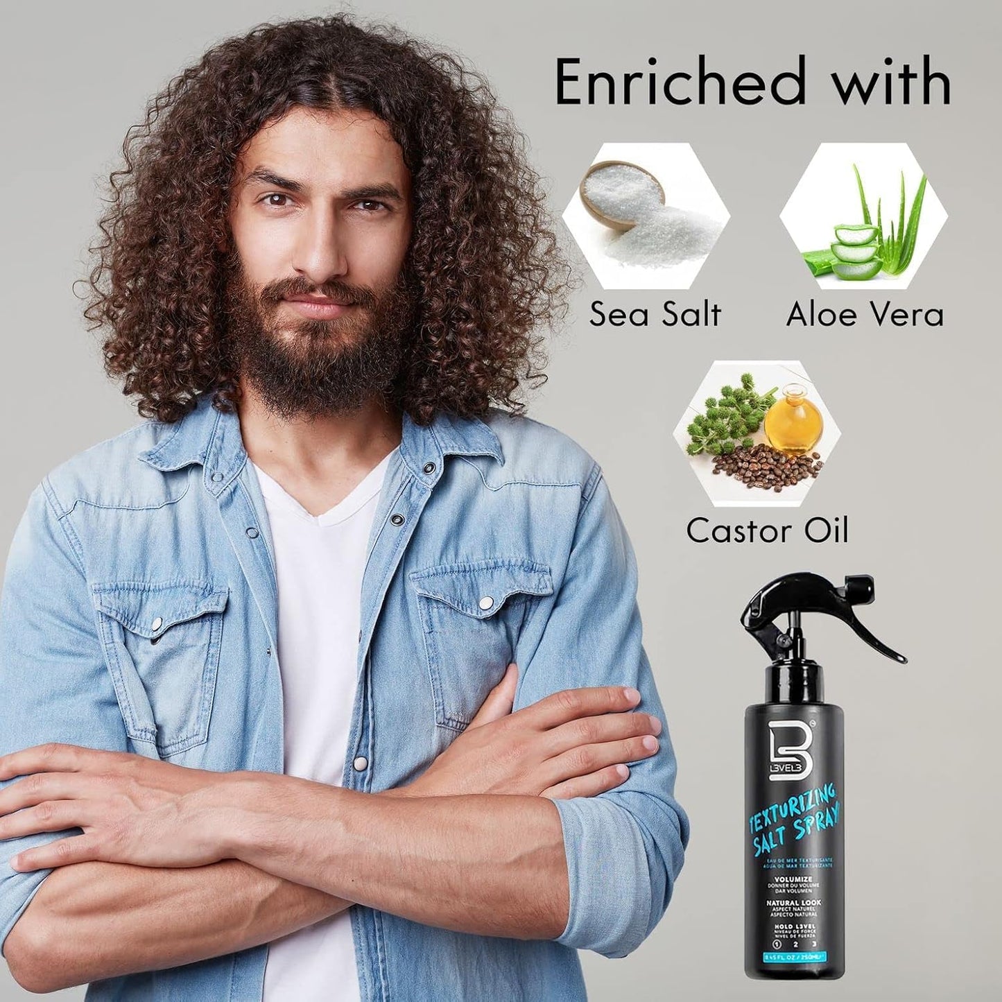 L3VEL3 Sea Salt Texturizing Spray, 250ml