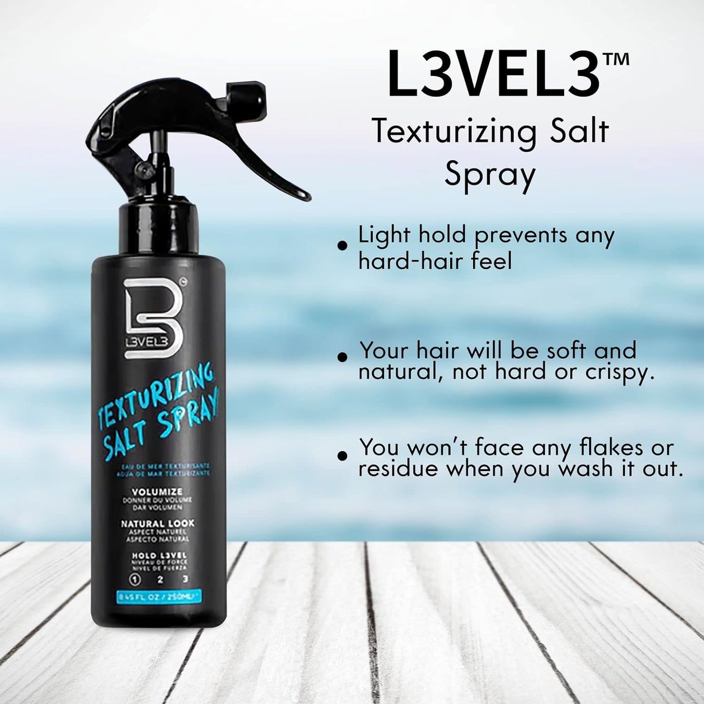 L3VEL3 Sea Salt Texturizing Spray, 250ml