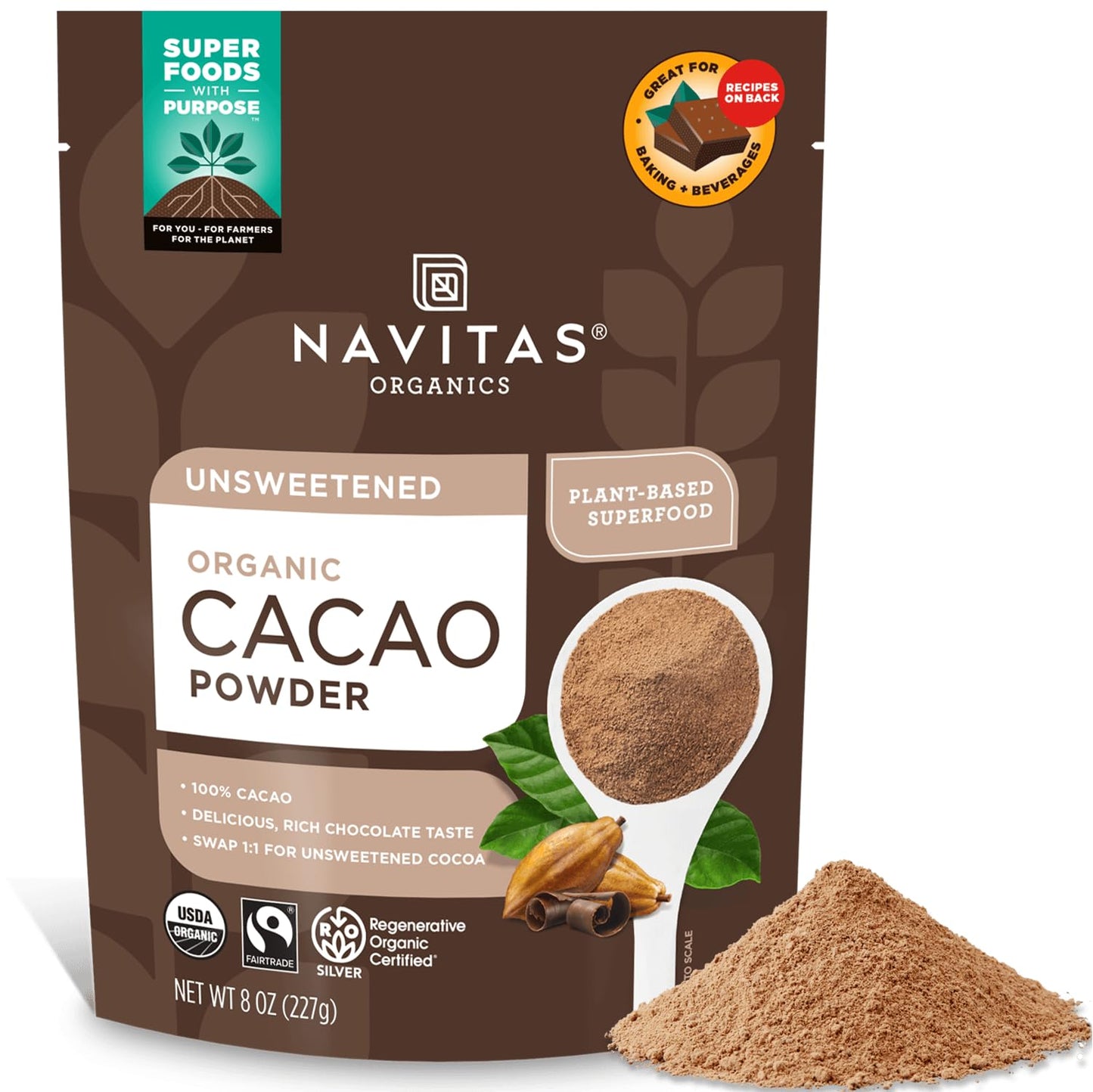Navitas Organics Cacao Powder, 8 Ounce